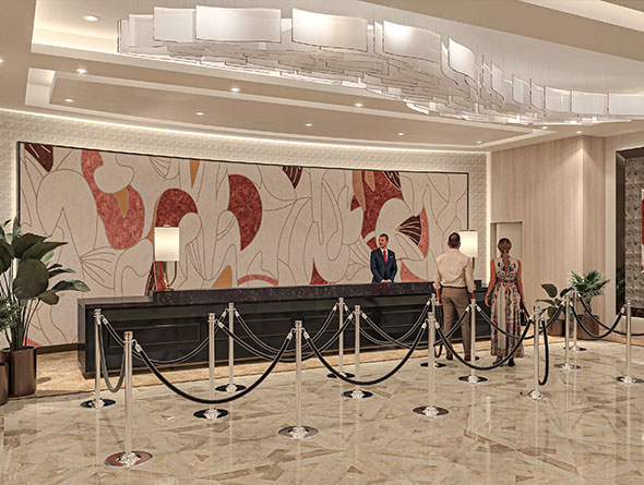 hotel lobby and front desk area
